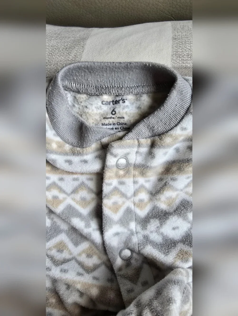 Geometric Southwestern Print Footed Pajamas Carter's Gray Beige White